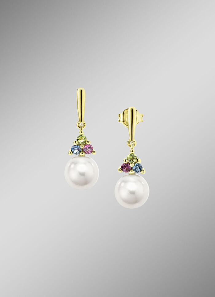 Exquisite Eleganz Ohrstecker mit S&uuml;&szlig;wasser-Zuchtperlen und Edelsteinen 