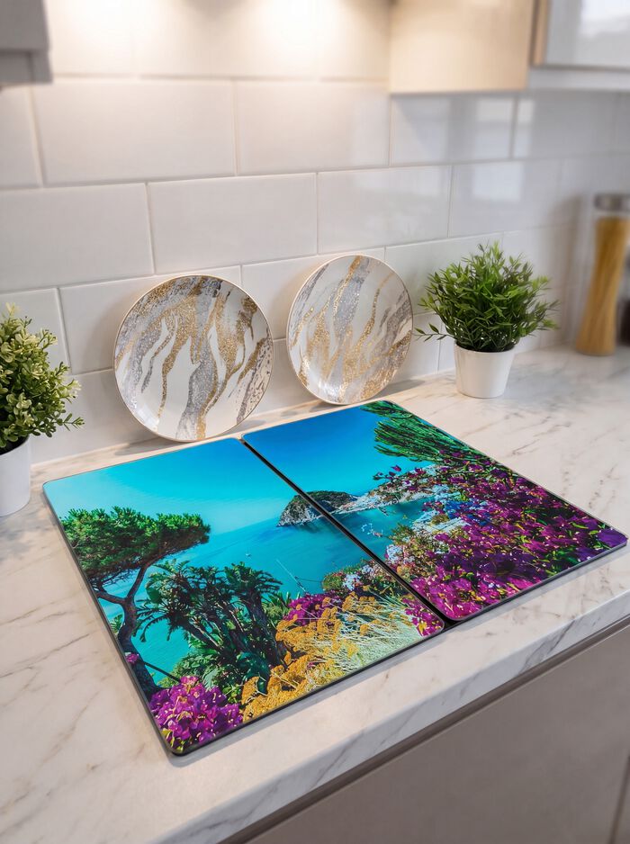 Herdabdeckplatten aus Glas, 2er-Set 