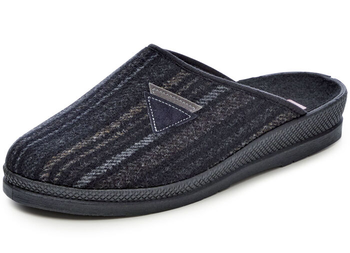 Klassische Herren-Hausschuhe, mit anatomisch geformtem Fußbett SCHWARZ-GRAU