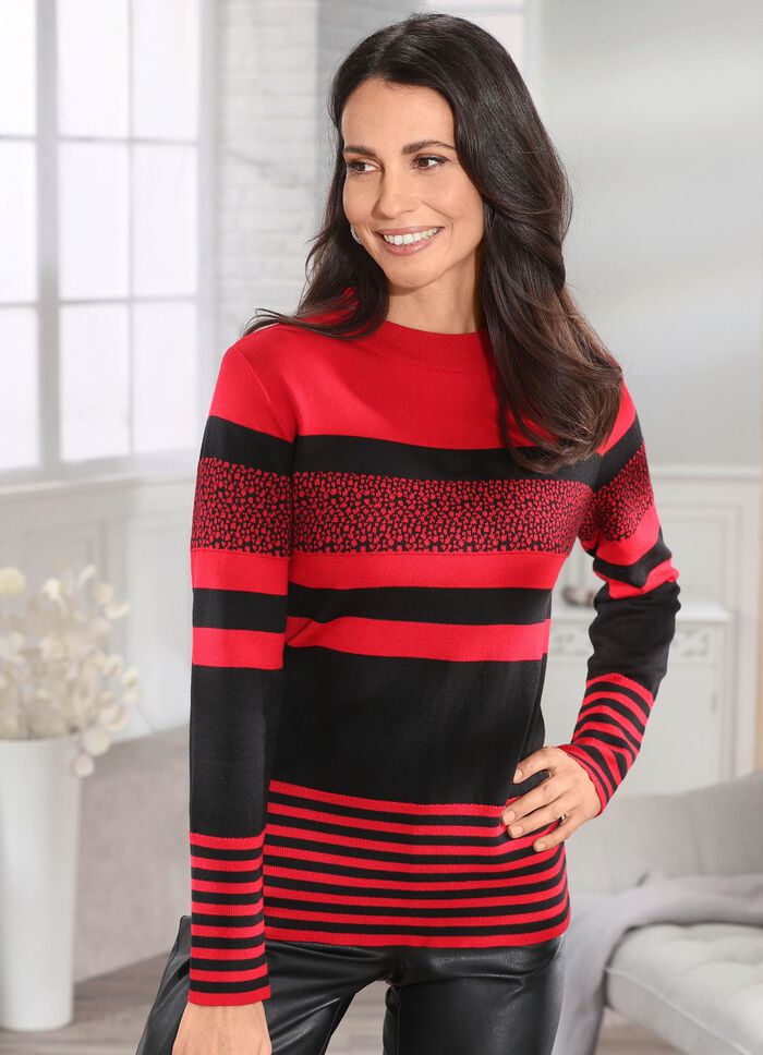 Pullover in Streifen-Mustermix 