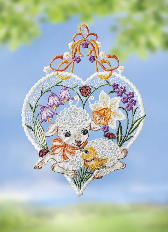 Fensterbild mit L&auml;mmchen-Motiv 