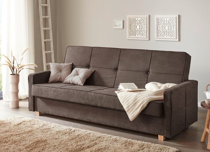 Schlafsofa mit Bettkasten BRAUN