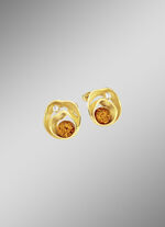 Strahlende Ohrstecker mit echt Bernstein und synth. Zirkonia 