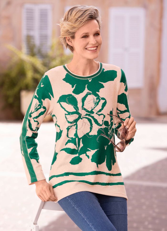 Shirt mit Flatlocknähten in 2 Farben GRÜN-BEIGE