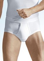 Hermko Fünferpack Slips aus Feinripp mit Eingriff, weiß 