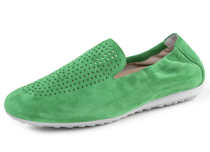 ELENA EDEN Slipper aus weichem Veloursleder mit luftiger Perforation GRÜN