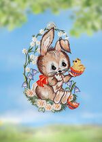 Fensterbild aus echter Plauener Spitze 