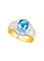 Damenring mit echtem Blautopas und Diamanten 