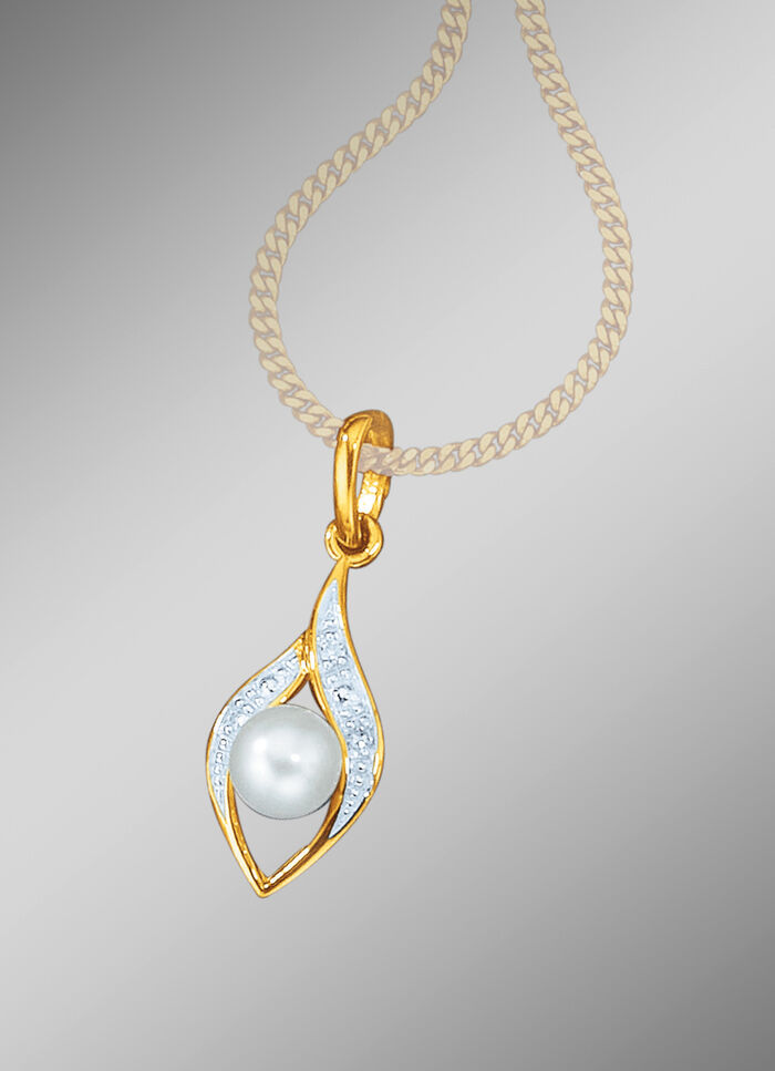 Anhänger in Bicolor, mit Süßwasser-Zuchtperle 