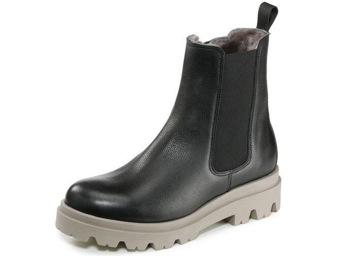 Trendige Stiefelette mit kuscheligem Lammfellfutter SCHWARZ