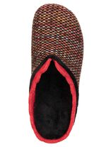 Laurina, klassische Damen-Hausschuhe, mit herausnehmbarem Fu&szlig;bett SCHWARZ-ROT-BUNT