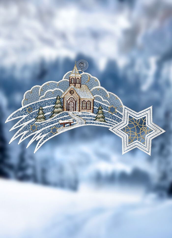 Fensterbild  aus echter Plauener Spitze 