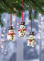 Schneemannh&auml;nger aus Feinsteingut, 3er-Set 