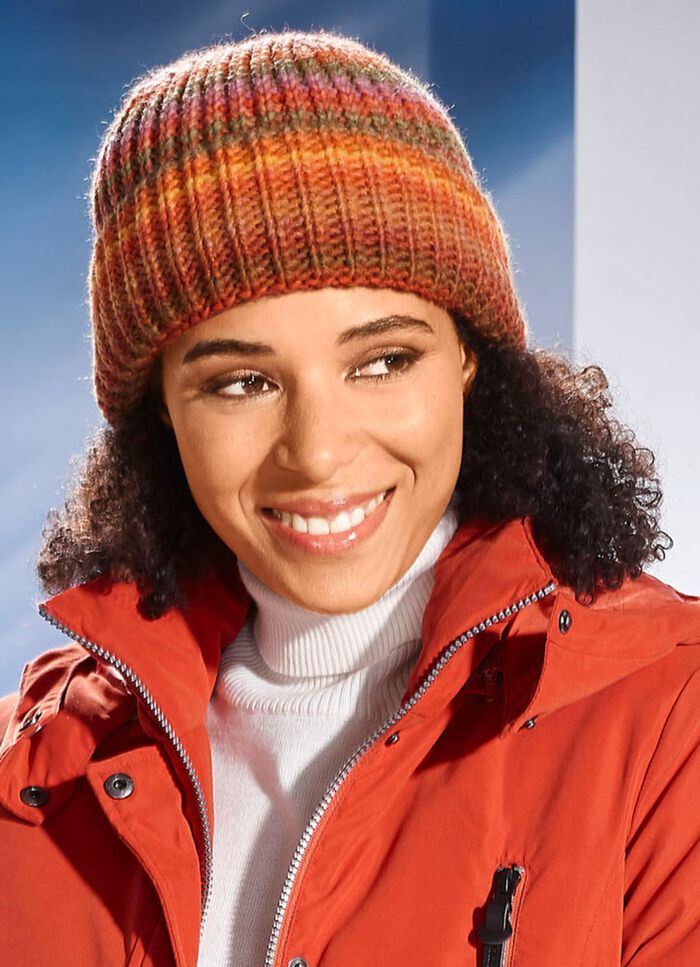 Grobstrick-M&uuml;tze in interessantem Dessin MULTICOLOR