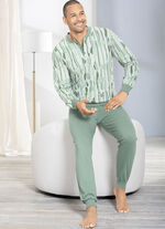 Schlafanzug mit Knopfleiste und Bündchenabschlüssen 