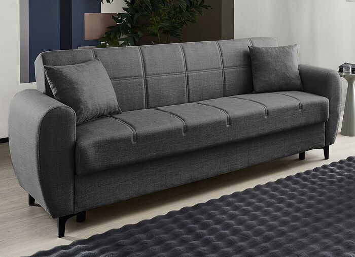 Frei im Raum aufstellbare Polstermöbel mit Bettfunktion ANTHRAZIT