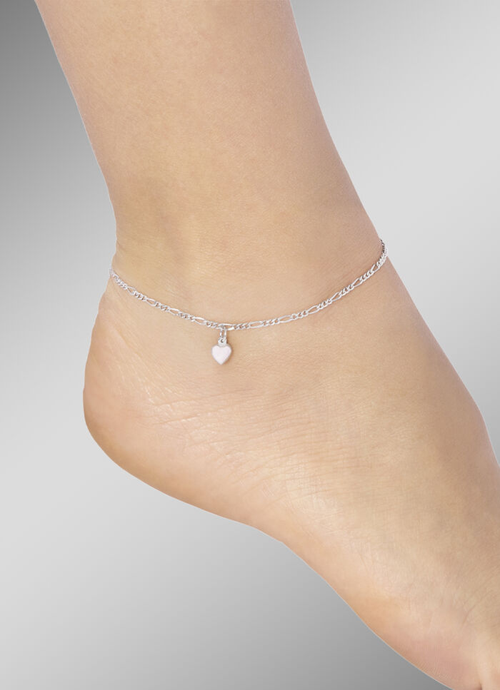 Zartes Figaro-Fu&szlig;kettchen mit Herz-Anh&auml;nger 