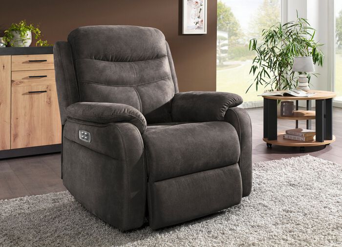 Elektrisch verstellbarer TV-Sessel mit Motor und Aufstehhilfe SCHWARZ-BRAUN