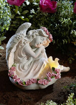 Rosenengel mit LED-Vogel 