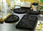 &bdquo;RHOMTUFT" Luxus-Badgarnituren mit edlen Lurex-Ranken SCHWARZ-GOLD