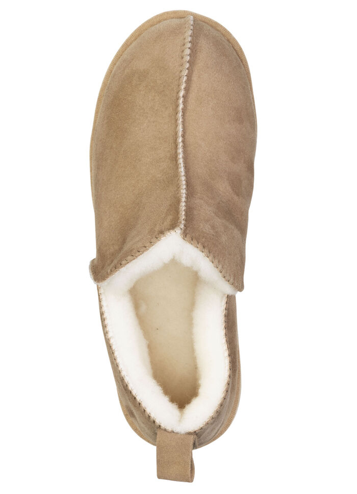 ELENA EDEN, warme Damen-Hausschuhe, Weite G, mit Lammfell TABAKBRAUN