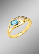 Damenring mit Blautopas und Zirkonia  