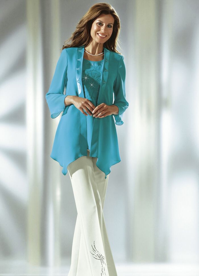 Hose mit schmückendem Strasszier-Motiv ECRU