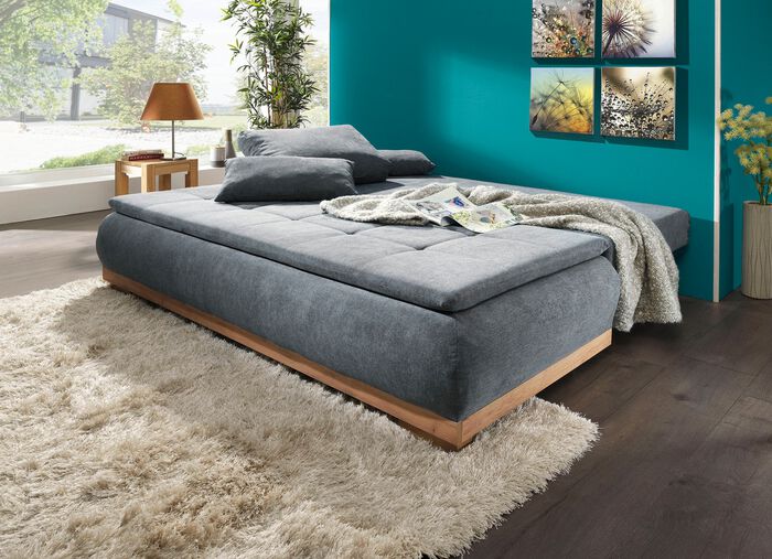 Schlafsofa mit Bettkasten und Kissen DUNKELGRAU