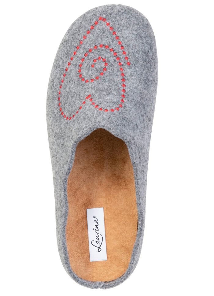 Laurina, klassische Damen-Hausschuhe, mit herausnehmbarem Fu&szlig;bett HELLGRAU