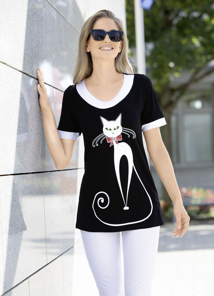 Longshirt mit Katzen-Motiv 