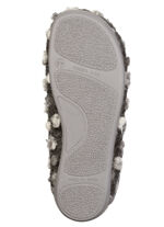 Laurina, klassische Damen-Hausschuhe, mit herausnehmbarem Fußbett GRAU-WEISS