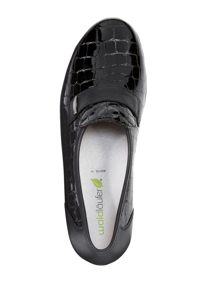Waldl&auml;ufer Slipper aus krokogepr&auml;gtem Lackleder und Nappaleder 