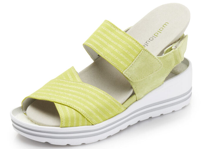 Waldl&auml;ufer Sandale mit sliberfarbenen Durchz&uuml;gen LIMETTE