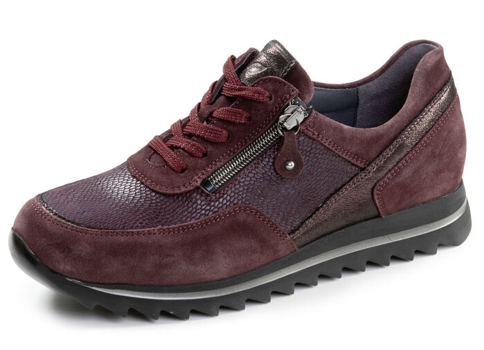 Waldläufer, bequeme Damen-Sneaker, Weite H, mit herausnehmbarem Fußbett BORDEAUX
