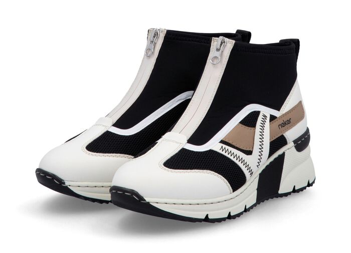 Rieker, stylische Damen-Boots, Weite G, mit herausnehmbarem Fu&szlig;bett CREME-SCHWARZ-BRAUN