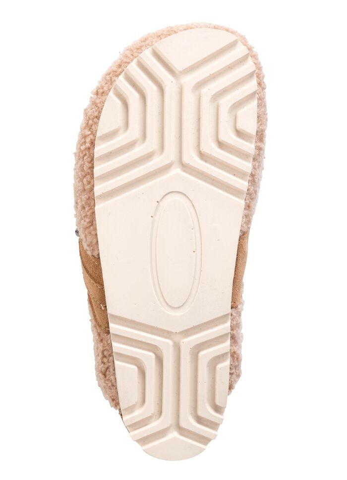 Laurina Pantoffel aus weichem Pl&uuml;sch mit Veloursbesatz 