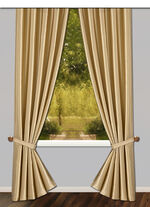 &Uuml;bergardinen-Garnitur aus leicht gl&auml;nzendem und weich fallendem Satin-Dekostoff BEIGE