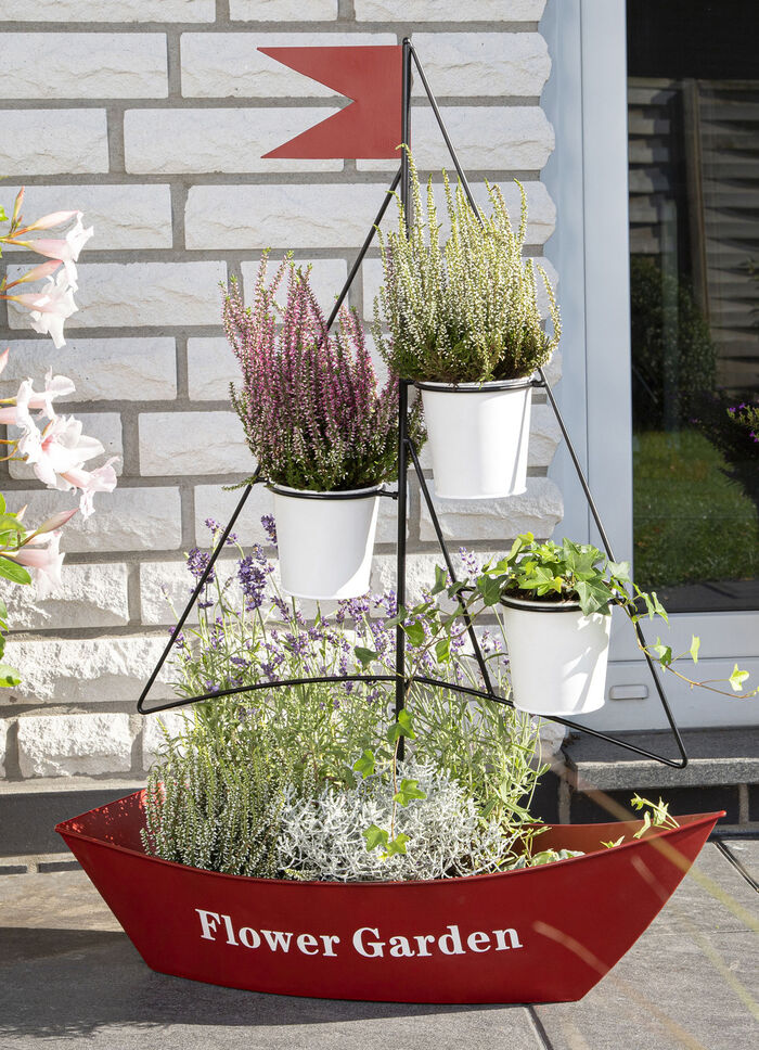 Pflanzschiff mit 3 integrierten Blument&ouml;pfe 