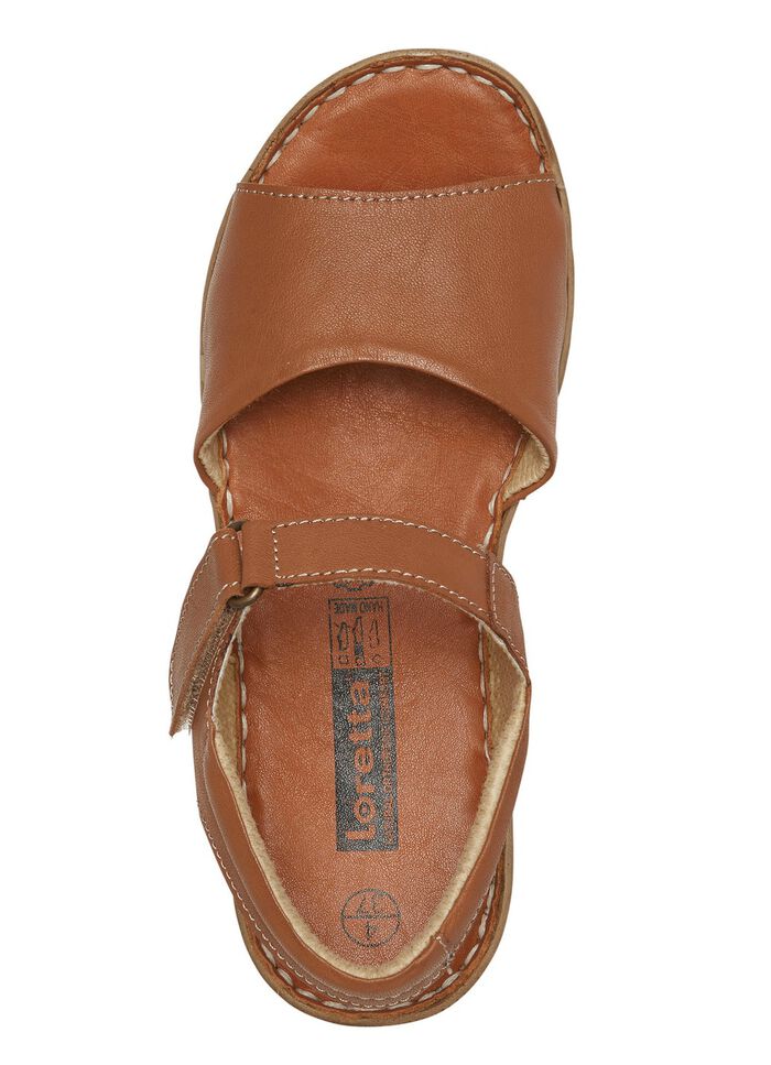 ELENA EDEN, modische Damen-Sandalen, Weite G, mit Klettverschluss COGNAC