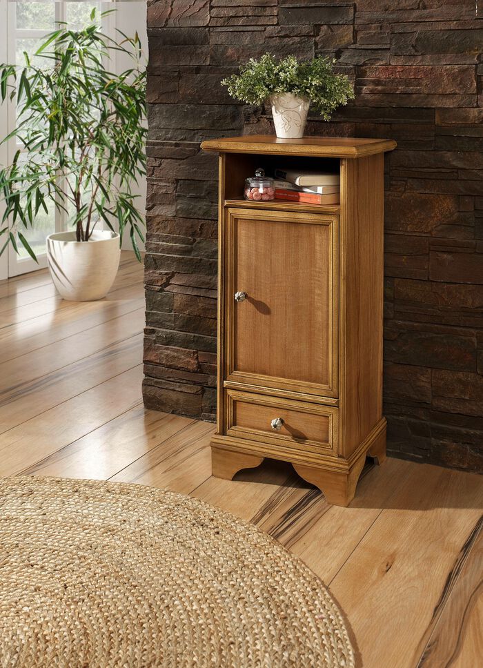 Erstklassige Kommode, 1-t&uuml;rig, teilmassiv NATUR