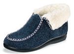 Warme Damen-Hausschuhe, Weite H, mit Wolle MARINE