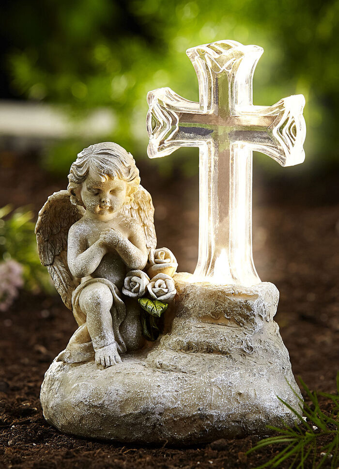 Solar-Gedenkengel aus wetterfestem Kunststein 