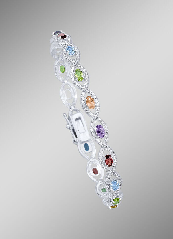 Armband mit echt Granat, Blautopas, Citrin, Amethyst und Peridot 