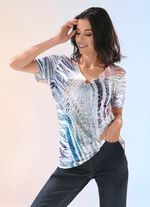 Shirt mit V-Ausschnitt mit Zierring 