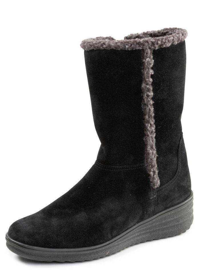 ELENA EDEN, gefütterte Damen-Stiefel, Winterschuhe, Weite H, mit Lammfell SCHWARZ-GRAU