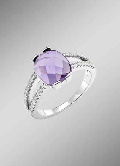 Funkelnde Raffinesse: Damenring mit echt Amethyst 