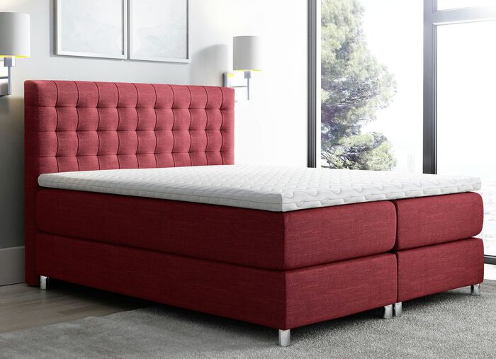 Boxspringbett mit Topper ROT