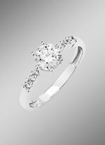 Hochgl&auml;nzender Damenring mit synth. Zirkonia 