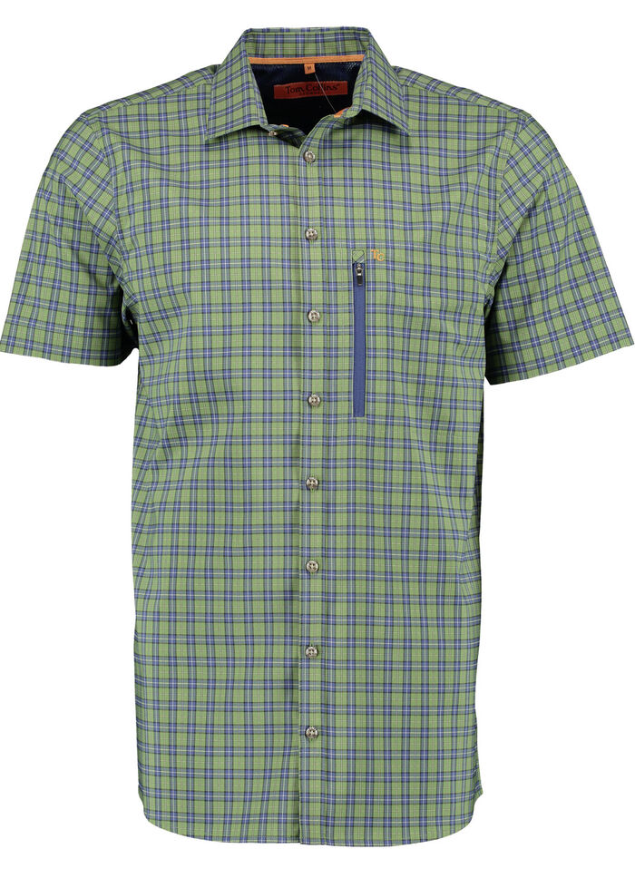 Kariertes Funktions-Hemd in 3 Farben GR&Uuml;N-MARINE KARIERT