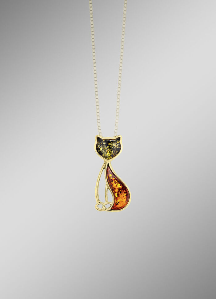 Katzen-Anh&auml;nger mit Bernstein 